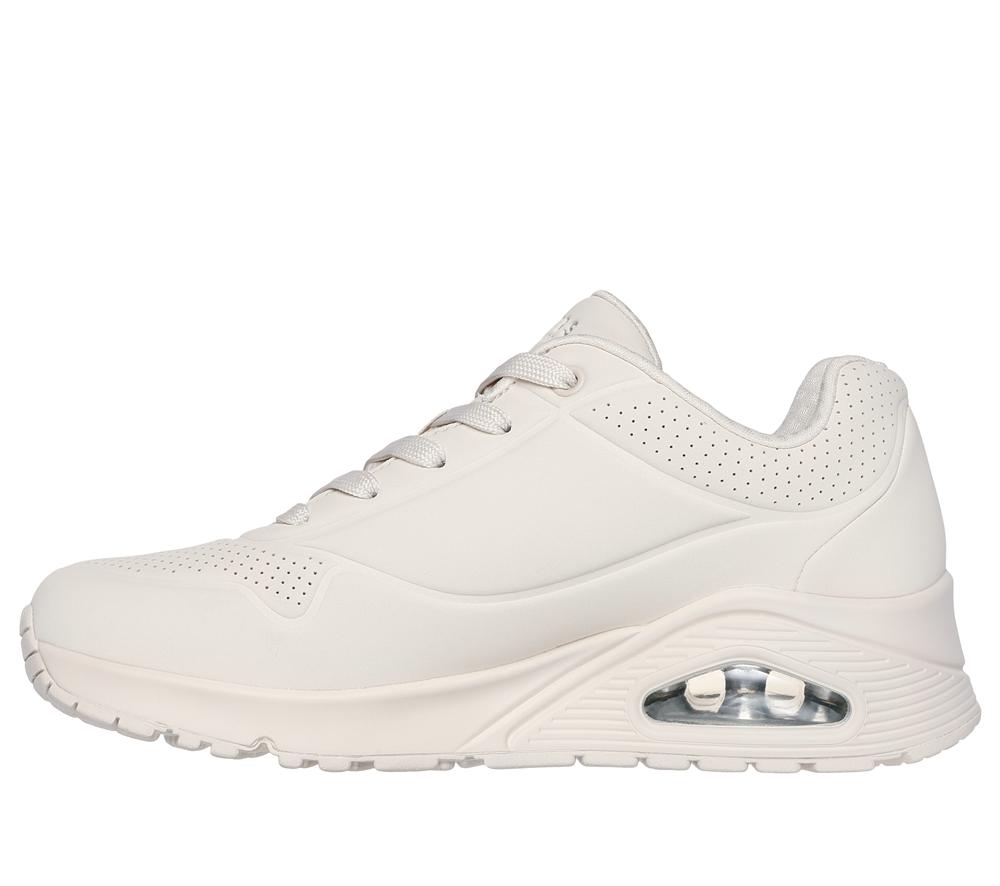 Women Skechers Uno - Stand on Air Lace Up Shoes Off White  USA |  7396-MKCYG