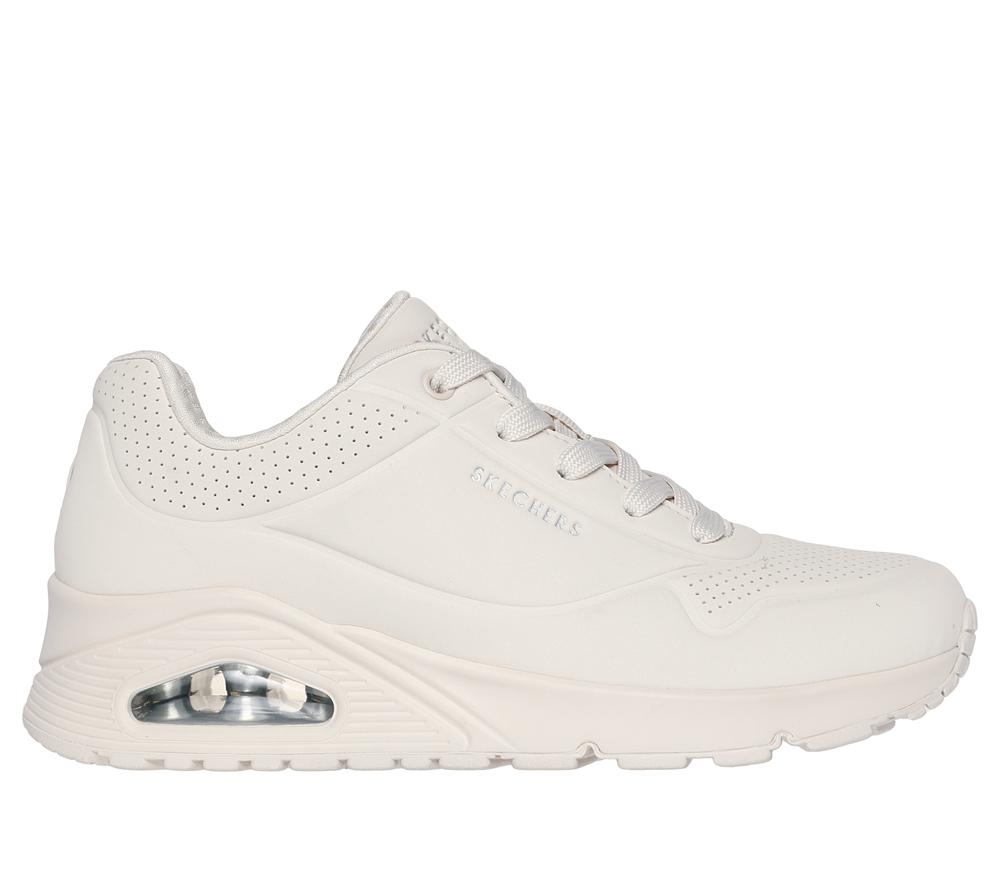 Women Skechers Uno - Stand on Air Lace Up Shoes Off White  USA |  7396-MKCYG