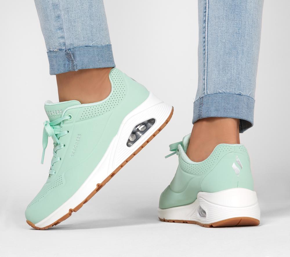 Women Skechers Uno - Stand on Air Lace Up Shoes Mint  USA |  9061-ZAOJS