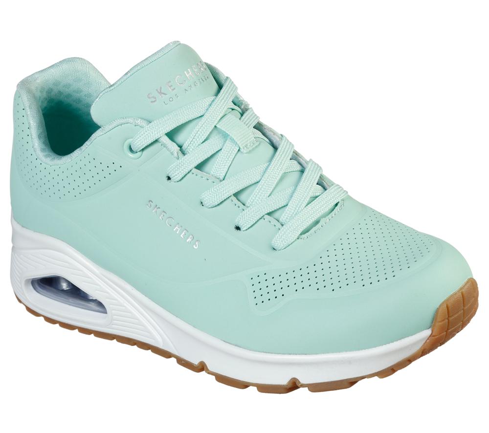 Women Skechers Uno - Stand on Air Lace Up Shoes Mint  USA |  9061-ZAOJS