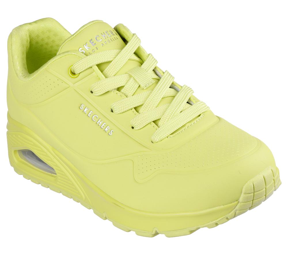 Women Skechers Uno - Stand on Air Lace Up Shoes Lime Green  USA |  9857-IHJUX