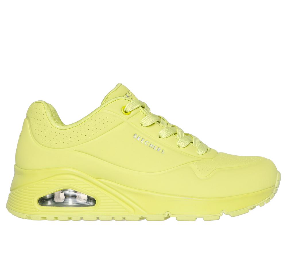 Women Skechers Uno - Stand on Air Lace Up Shoes Lime Green  USA |  9857-IHJUX