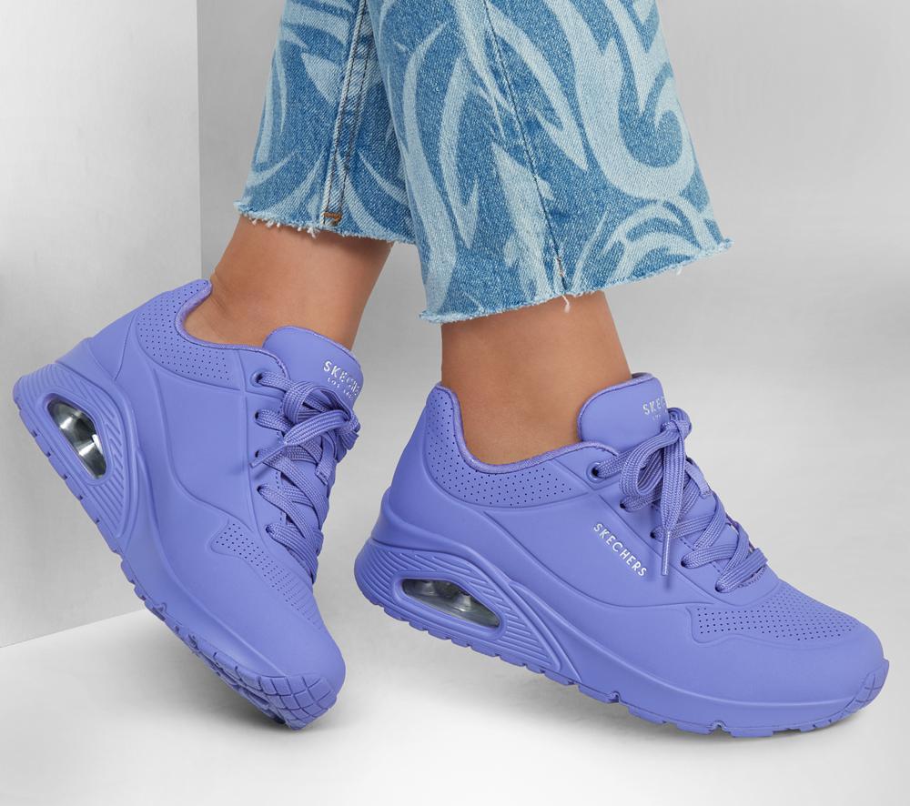 Women Skechers Uno - Stand on Air Lace Up Shoes Lilac Purple  USA |  0643-APBGW