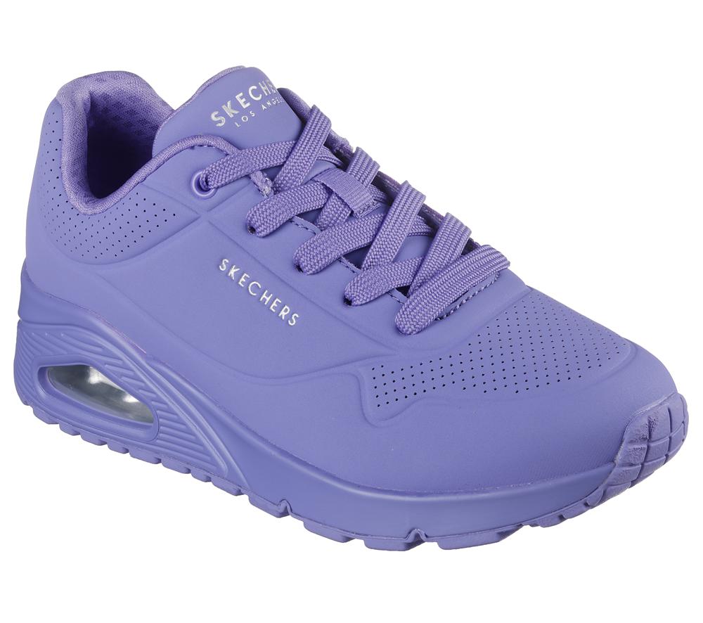 Women Skechers Uno - Stand on Air Lace Up Shoes Lilac Purple  USA |  0643-APBGW