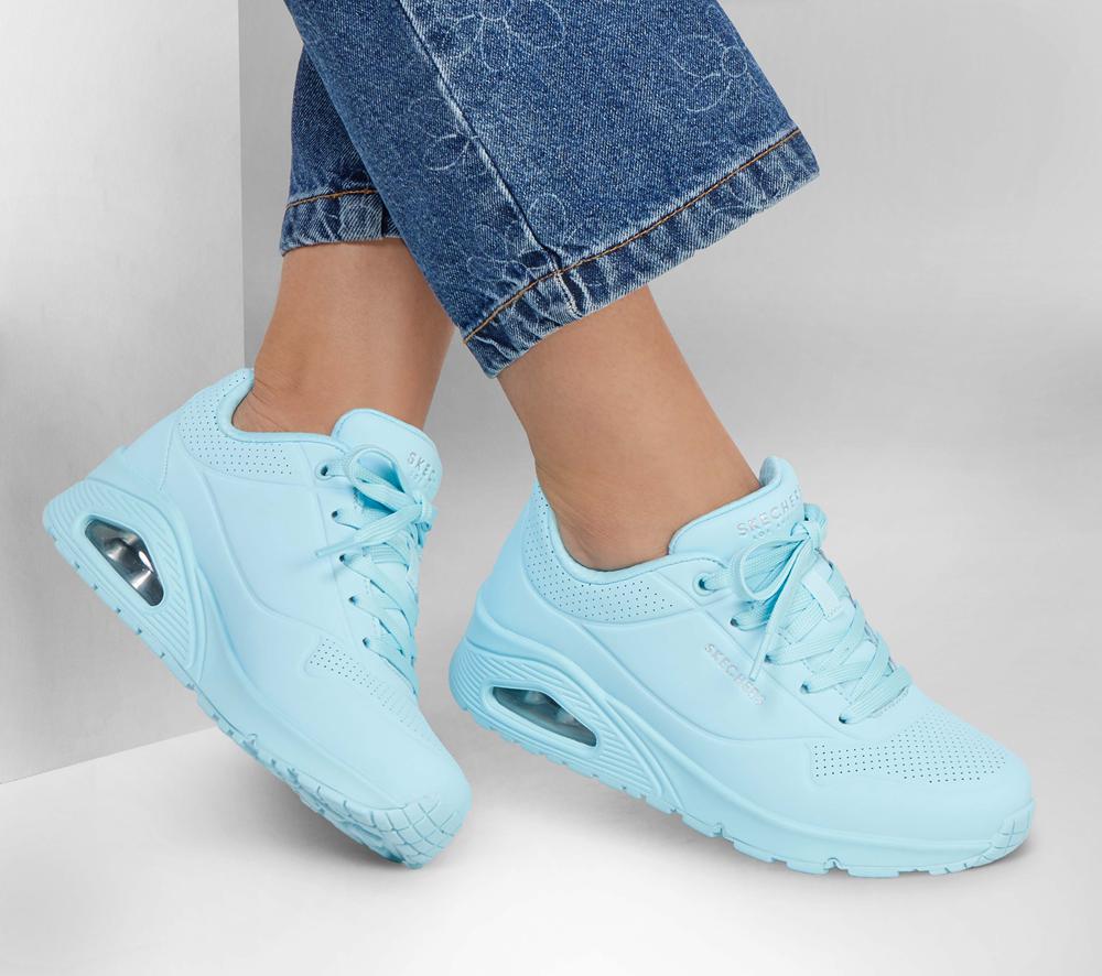 Women Skechers Uno - Stand on Air Lace Up Shoes Light Blue  USA |  4512-OQMZH