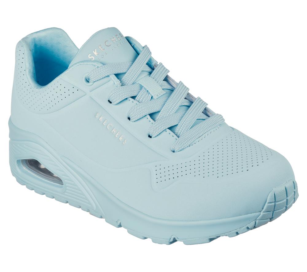 Women Skechers Uno - Stand on Air Lace Up Shoes Light Blue  USA |  4512-OQMZH