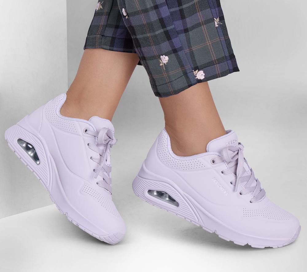 Women Skechers Uno - Stand on Air Lace Up Shoes Lavender Purple  USA |  5037-QVMXP