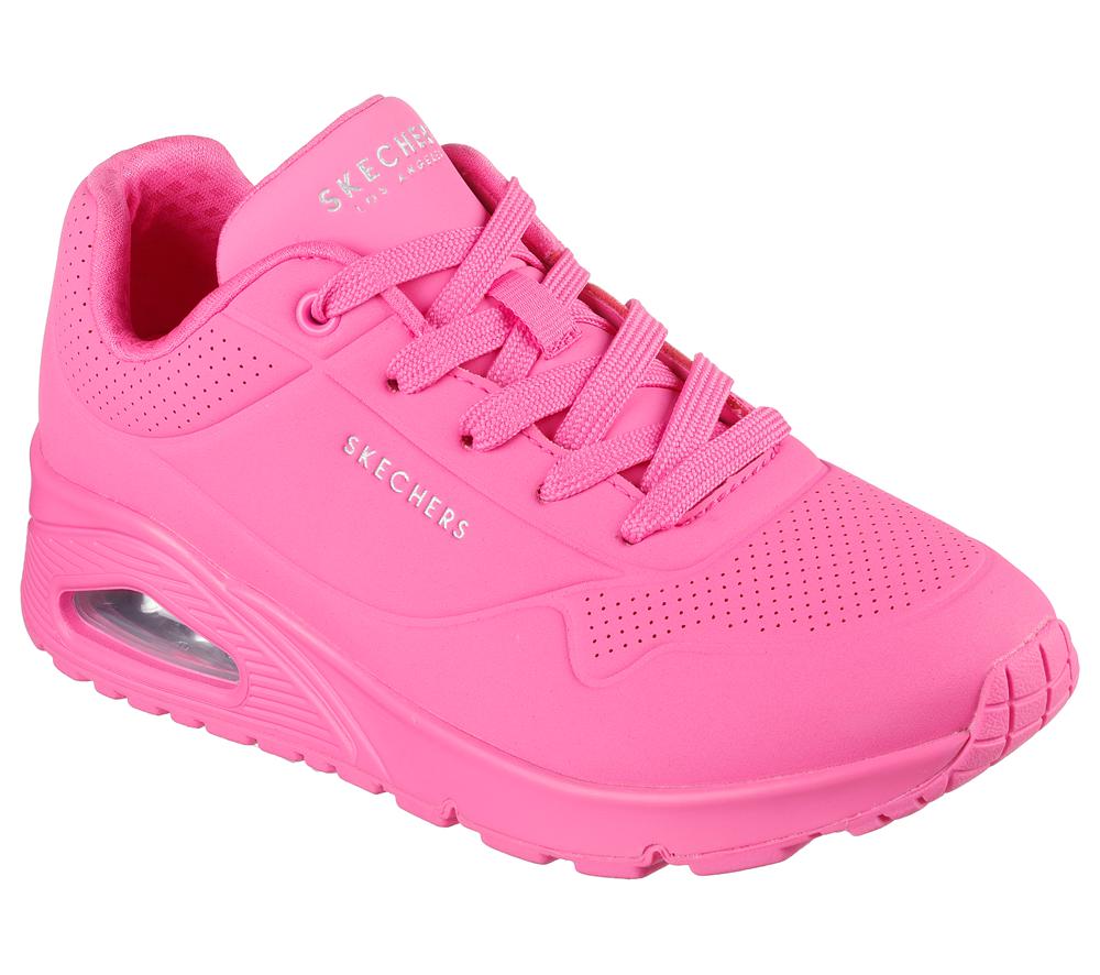 Women Skechers Uno - Stand on Air Lace Up Shoes Hot Pink  USA |  8193-YKFWI