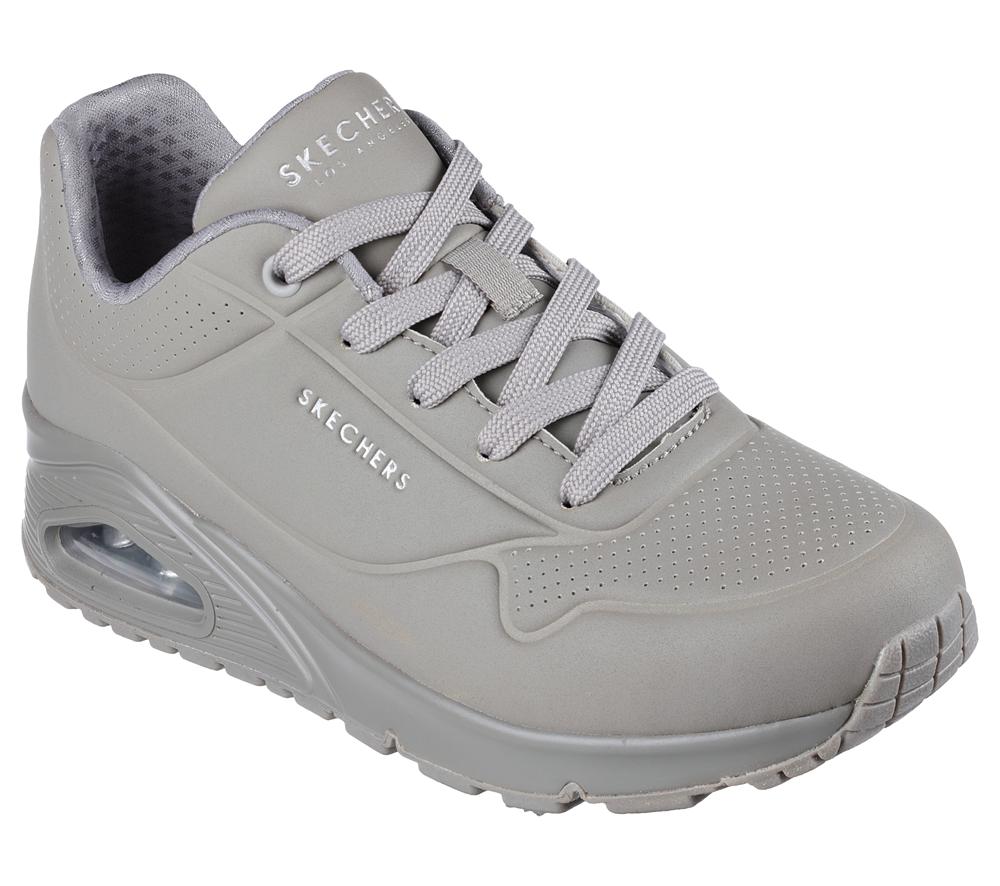 Women Skechers Uno - Stand on Air Lace Up Shoes Grey  USA |  1706-QRZXK