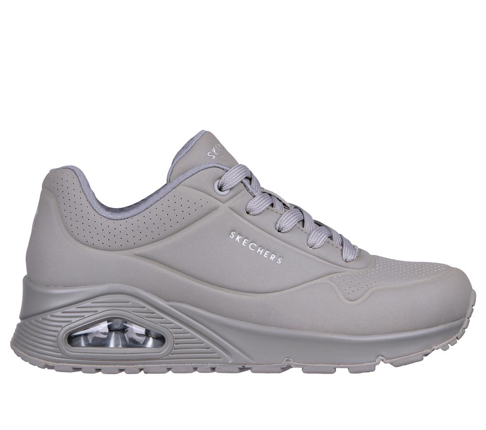 Women Skechers Uno - Stand on Air Lace Up Shoes Grey  USA |  1706-QRZXK