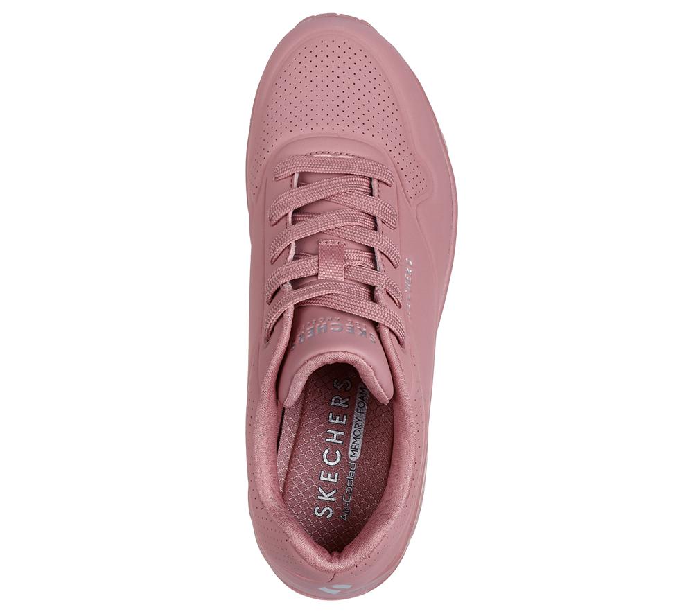 Women Skechers Uno - Stand on Air Lace Up Shoes Dark Rose  USA |  1467-QWDJK