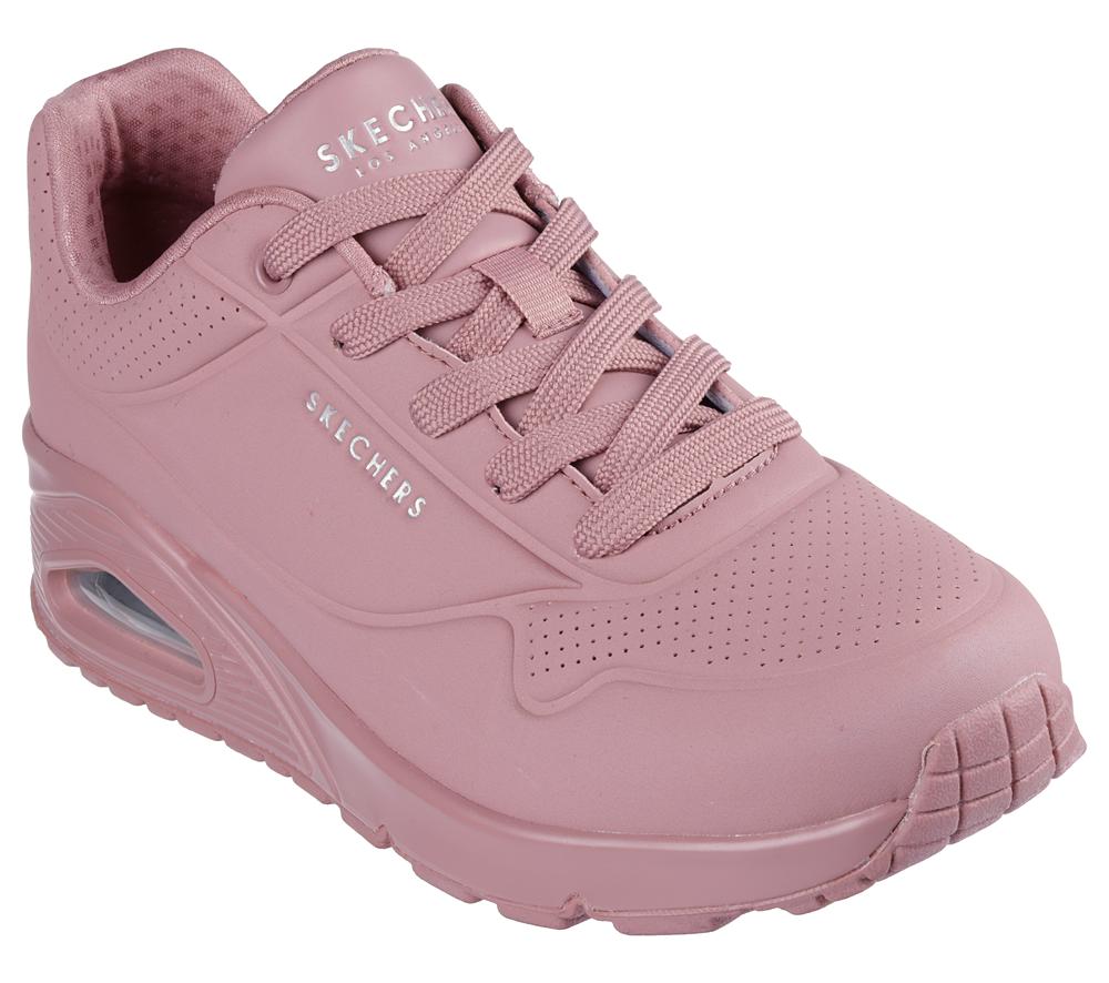 Women Skechers Uno - Stand on Air Lace Up Shoes Dark Rose  USA |  1467-QWDJK