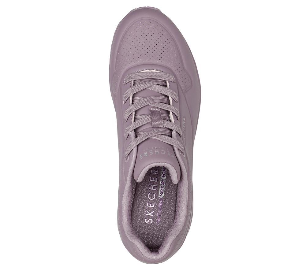 Women Skechers Uno - Stand on Air Lace Up Shoes Dark Mauve Purple  USA |  3408-BXTKE