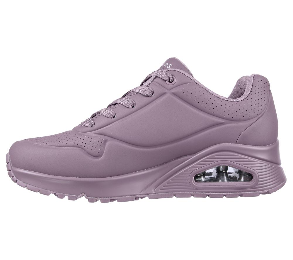 Women Skechers Uno - Stand on Air Lace Up Shoes Dark Mauve Purple  USA |  3408-BXTKE