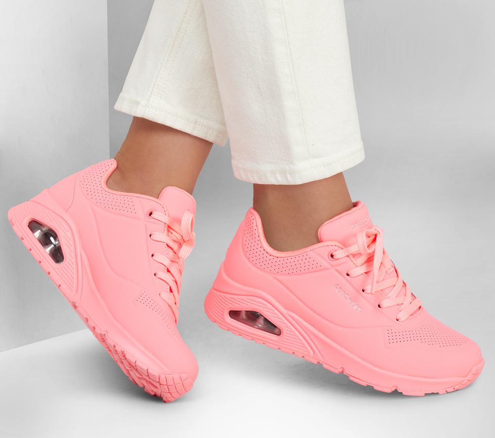 Women Skechers Uno - Stand on Air Lace Up Shoes Coral  USA |  9170-TWDFX