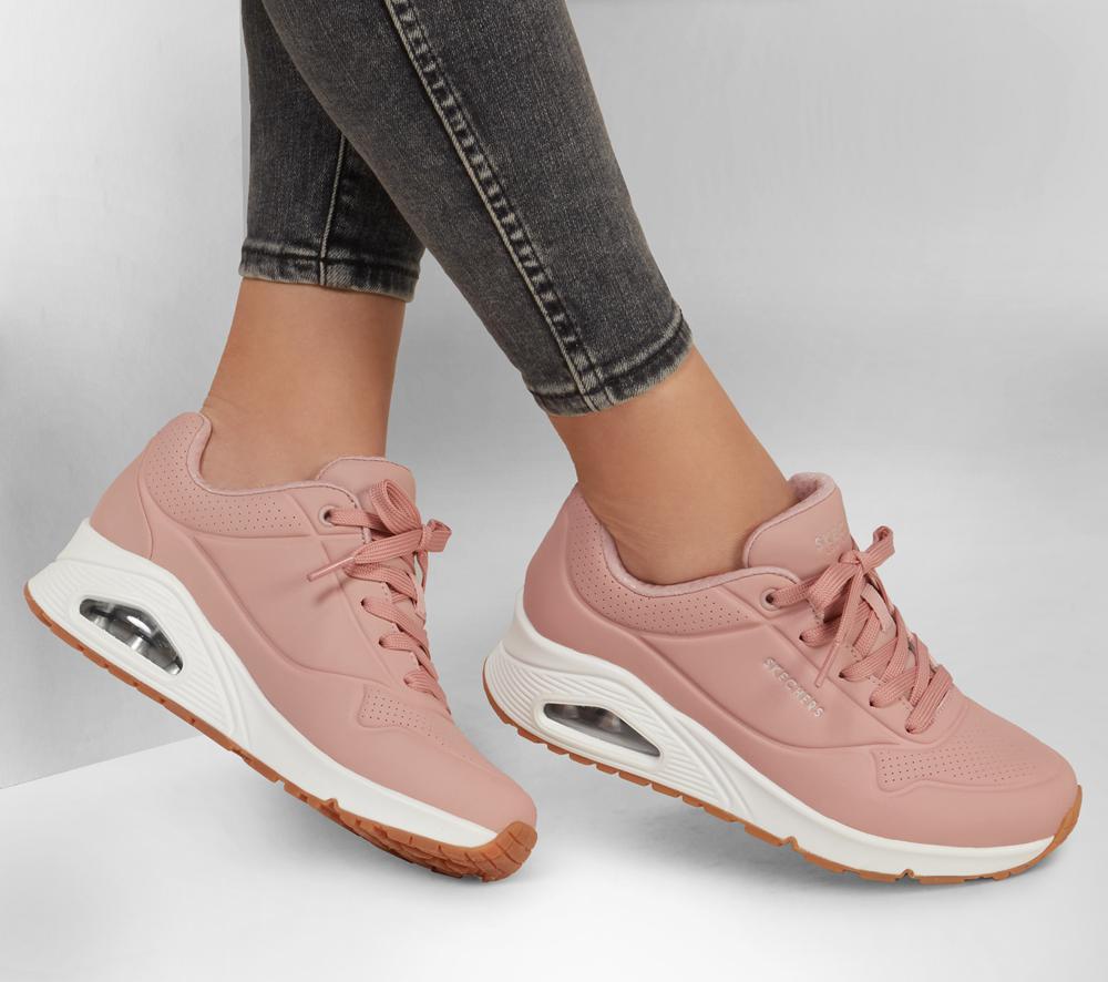 Women Skechers Uno - Stand on Air Lace Up Shoes Blush Pink  USA |  7612-QAXTZ