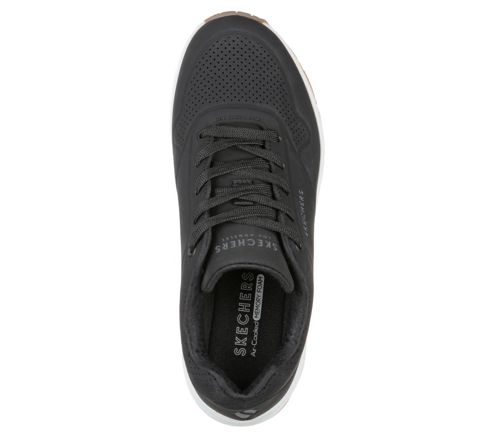 Women Skechers Uno - Stand on Air Lace Up Shoes Black  USA |  5328-BFSAH