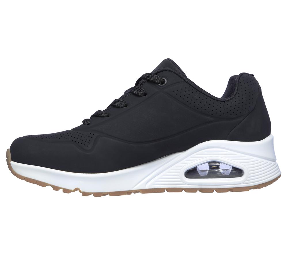 Women Skechers Uno - Stand on Air Lace Up Shoes Black  USA |  5328-BFSAH
