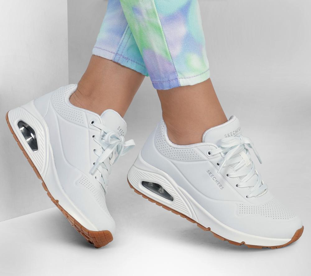 Women Skechers Uno - Stand on Air Wedges White  USA |  5690-RXFAZ