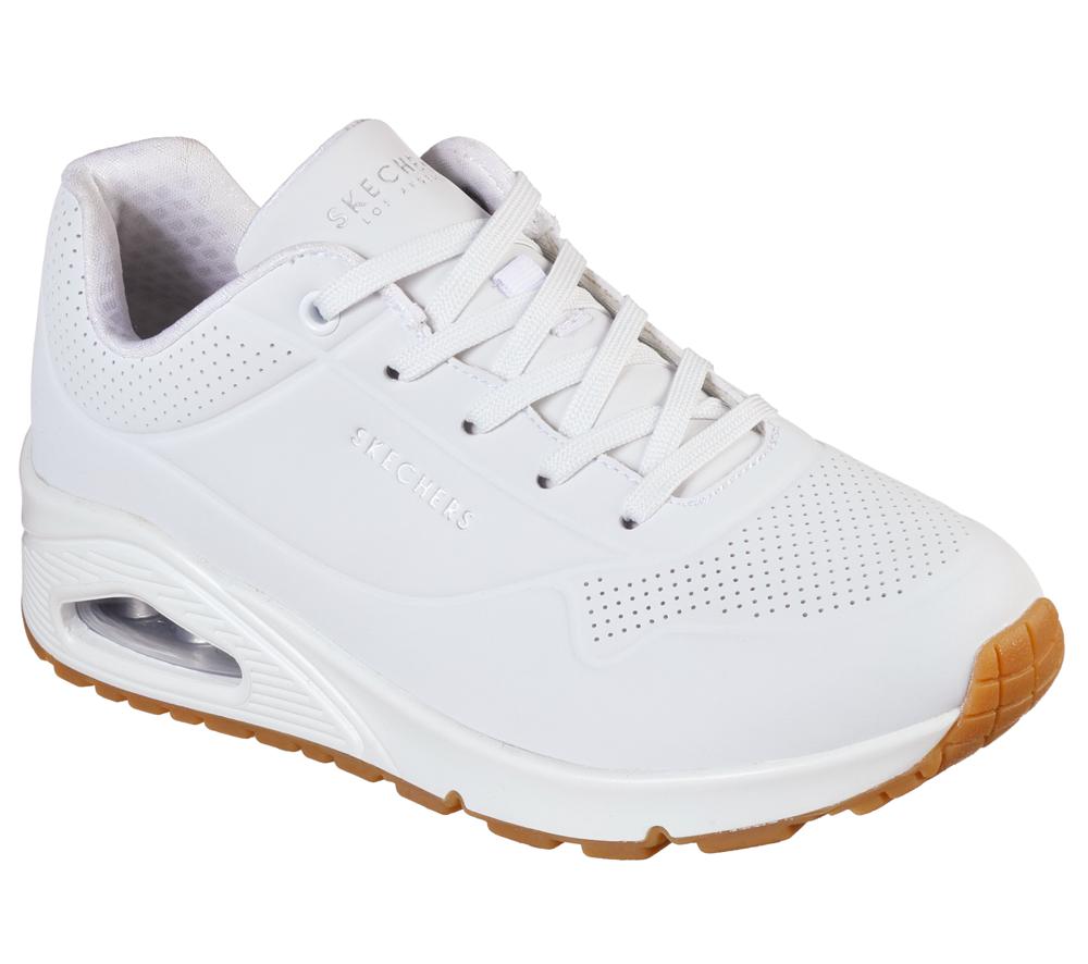 Women Skechers Uno - Stand on Air Wedges White  USA |  5690-RXFAZ