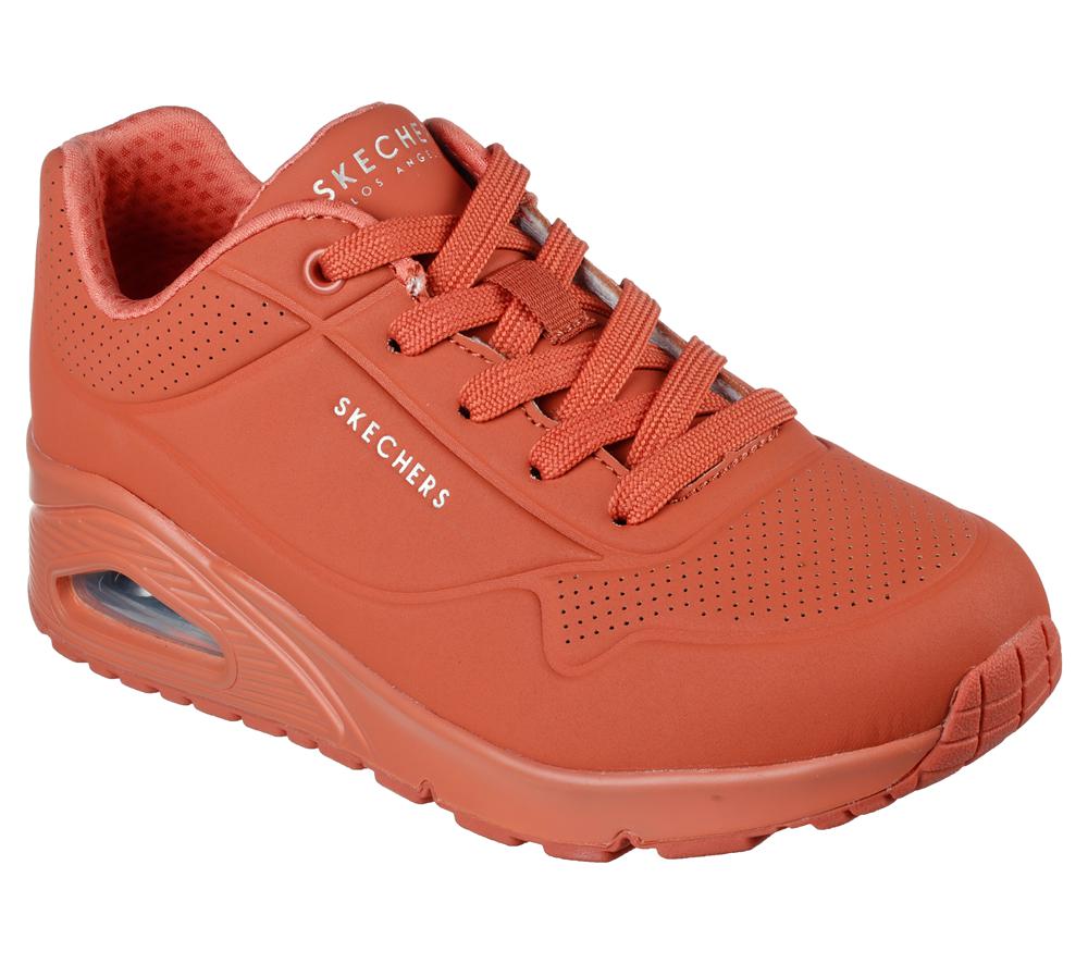 Women Skechers Uno - Stand on Air Wedges Rust Orange  USA |  9105-INHLB
