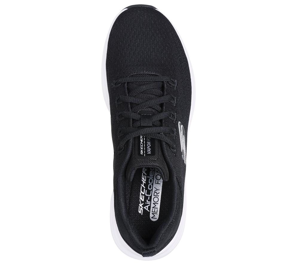 Women Skechers Vapor Foam Lace Up Shoes Black / White  USA |  3206-KPIUW