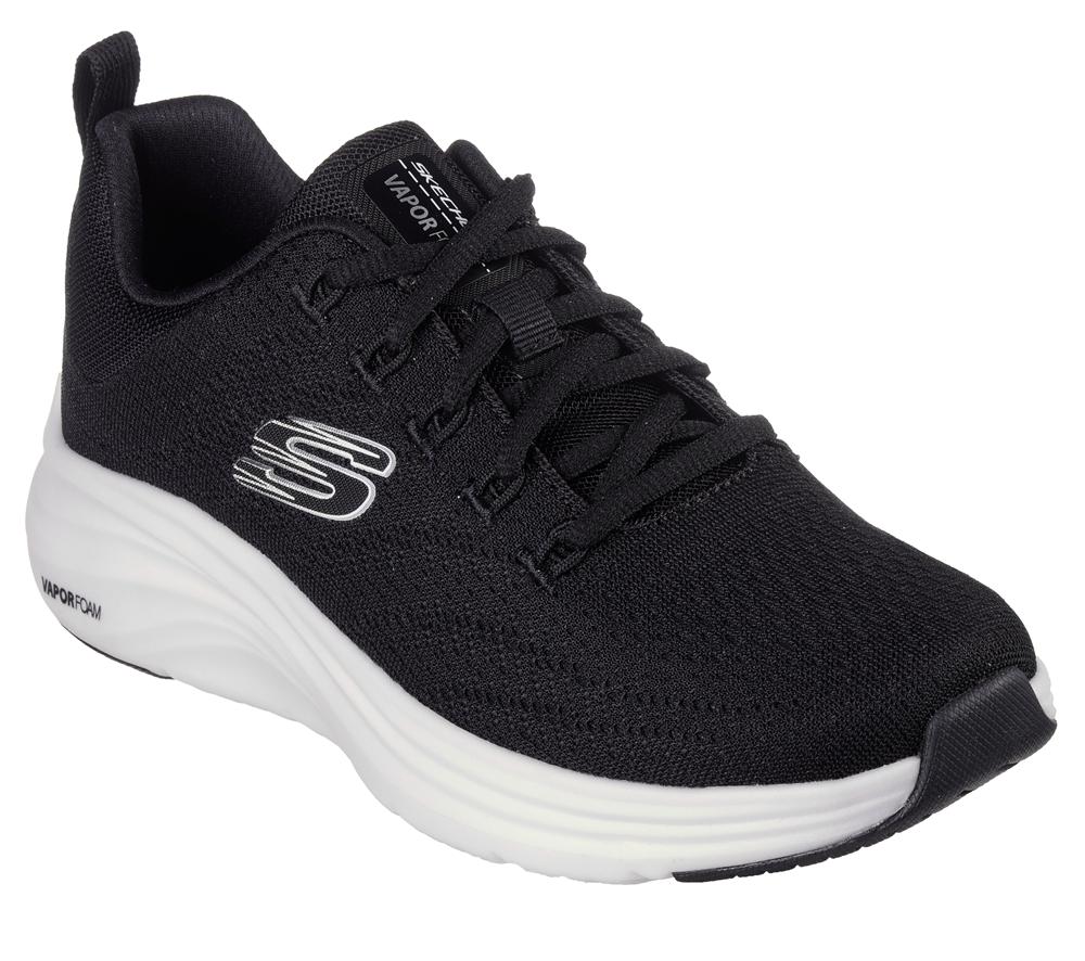 Women Skechers Vapor Foam Lace Up Shoes Black / White  USA |  3206-KPIUW