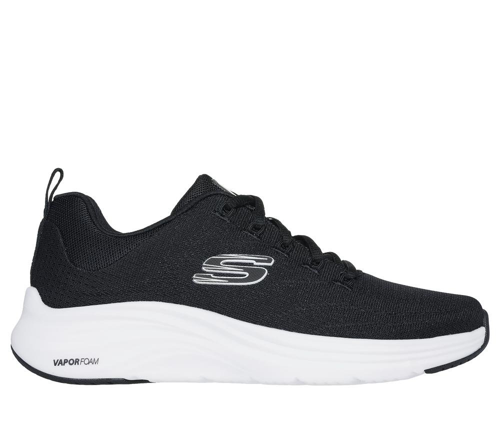 Women Skechers Vapor Foam Lace Up Shoes Black / White  USA |  3206-KPIUW