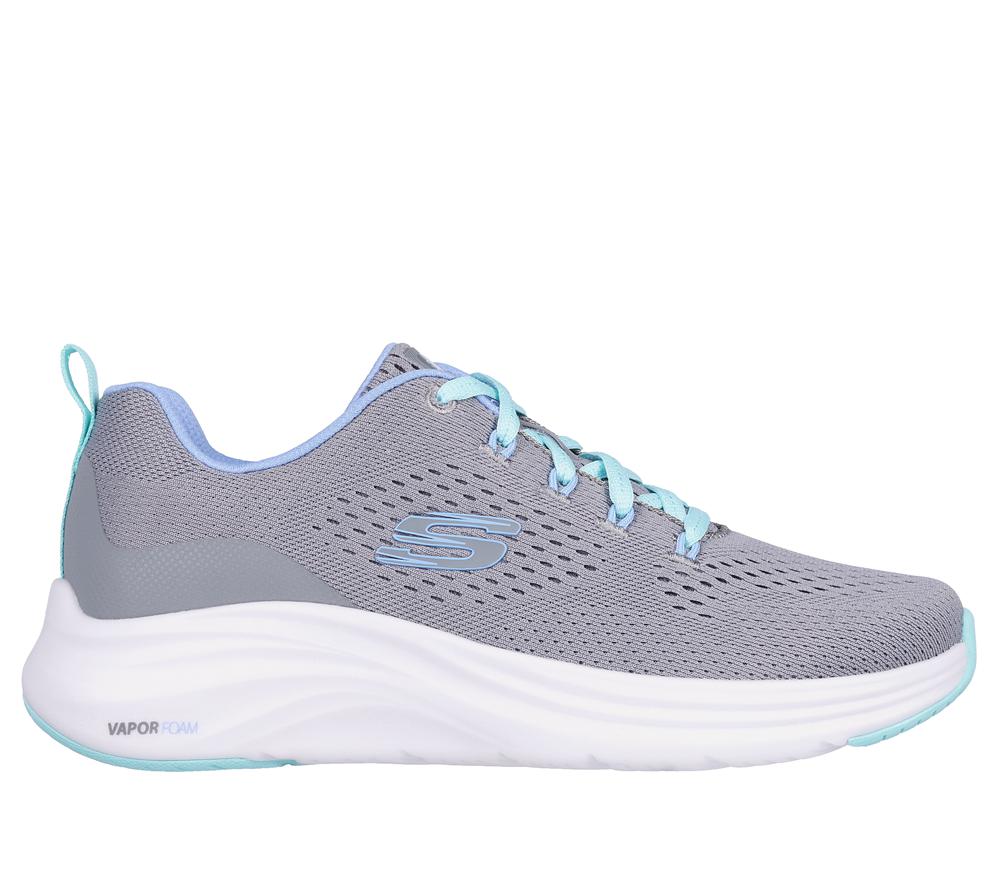 Women Skechers Vapor Foam - Fresh Trend Lace Up Shoes Grey / Turquoise  USA |  4702-QDOSK