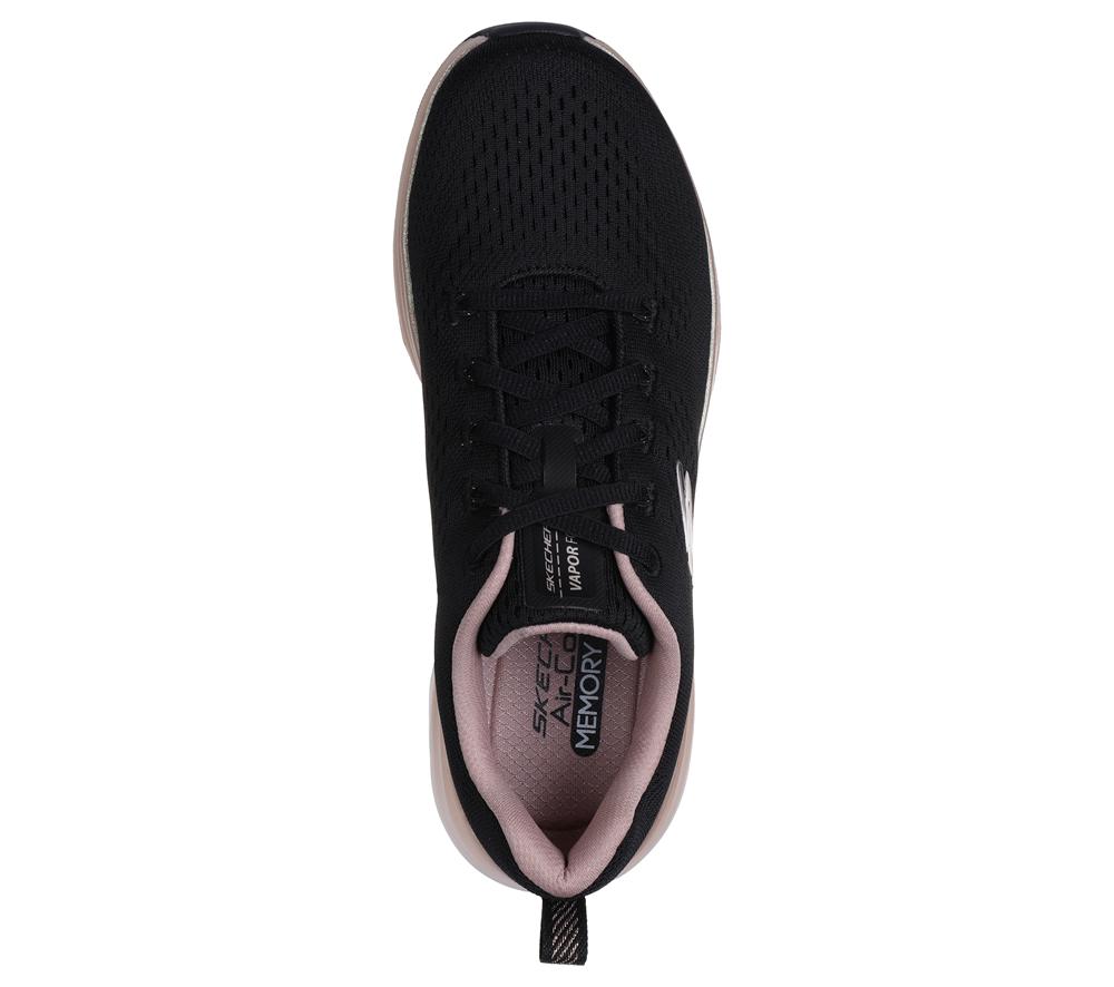 Women Skechers Vapor Foam - Midnight Glimmer Lace Up Shoes Black / Rose Gold  USA |  3987-UKRGB