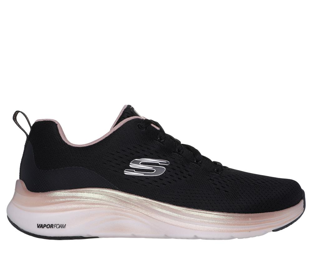 Women Skechers Vapor Foam - Midnight Glimmer Lace Up Shoes Black / Rose Gold  USA |  3987-UKRGB