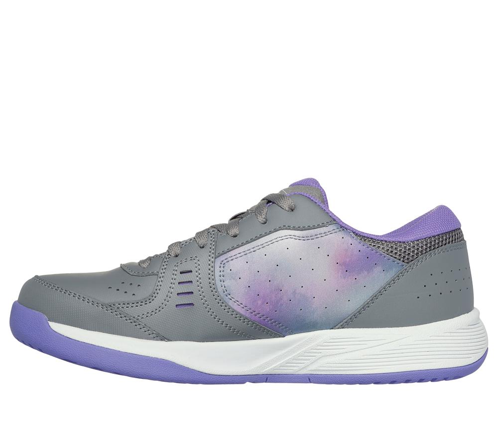 Women Skechers Viper Court Smash - Pickleball Lace Up Shoes Grey / Purple  USA |  2359-AJNHR