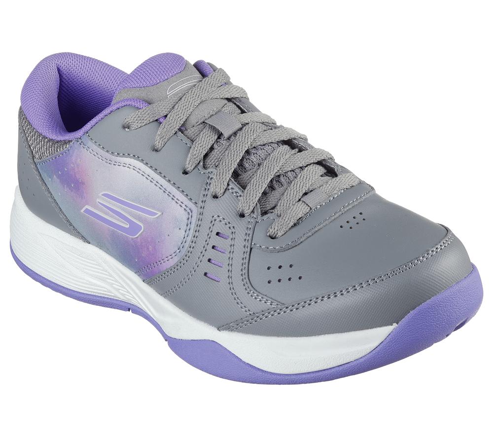 Women Skechers Viper Court Smash - Pickleball Lace Up Shoes Grey / Purple  USA |  2359-AJNHR