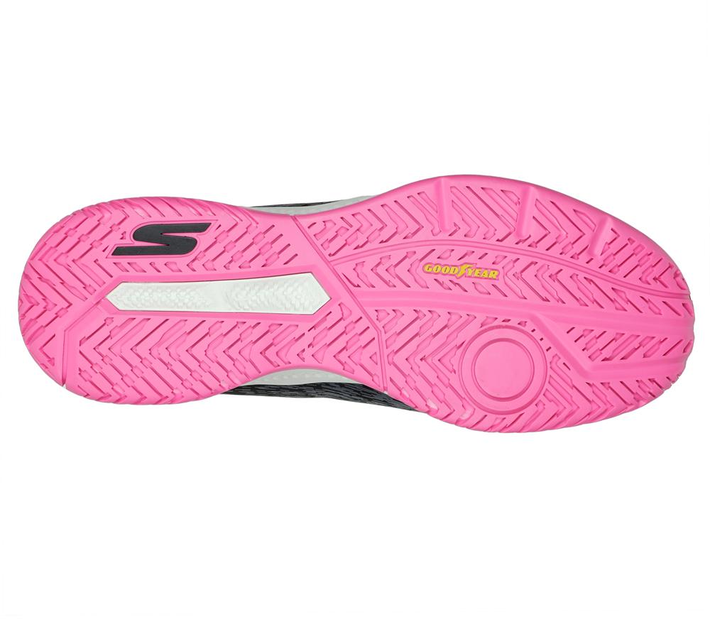 Women Skechers Viper Court - Pickleball Lace Up Shoes Black / Pink  USA |  8450-MDAHP