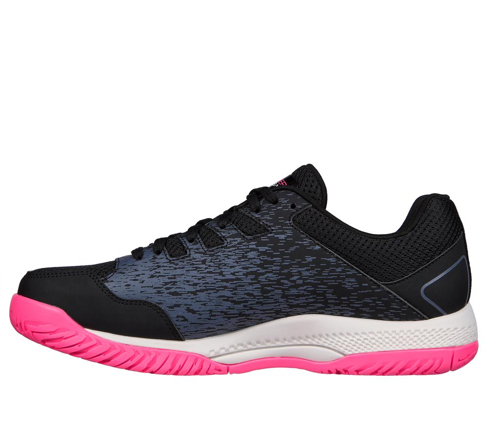 Women Skechers Viper Court - Pickleball Lace Up Shoes Black / Pink  USA |  8450-MDAHP