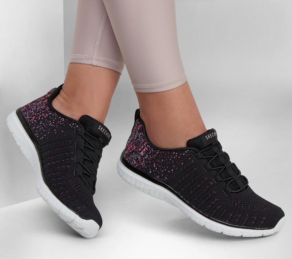 Women Skechers Virtue Slip On Shoes Black / Pink  USA |  6258-VCQKG