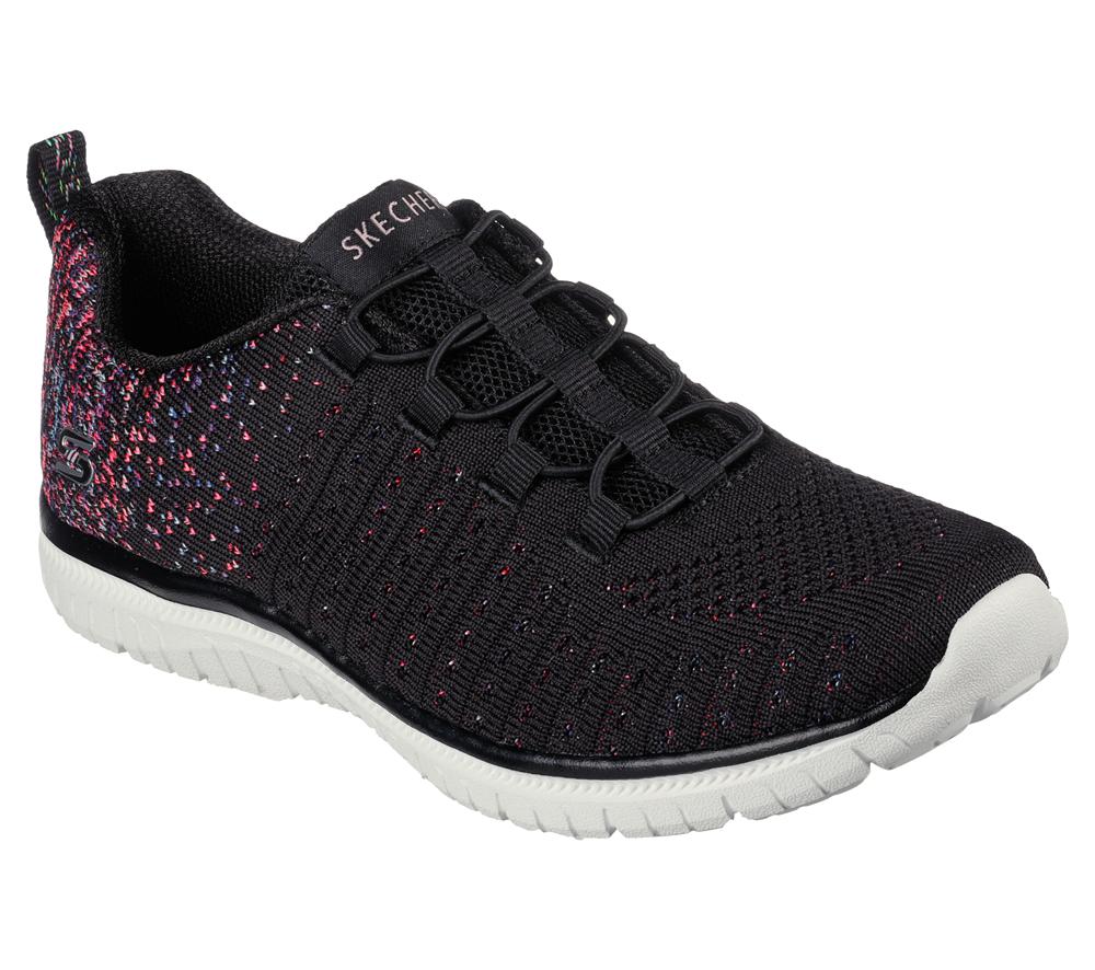 Women Skechers Virtue Slip On Shoes Black / Pink  USA |  6258-VCQKG
