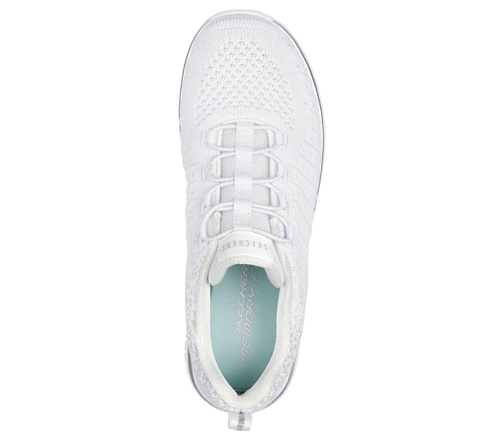 Women Skechers Virtue - Lucent Slip On Shoes White / Silver  USA |  3658-PADJV