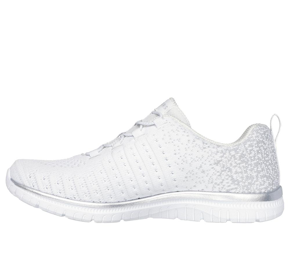 Women Skechers Virtue - Lucent Slip On Shoes White / Silver  USA |  3658-PADJV