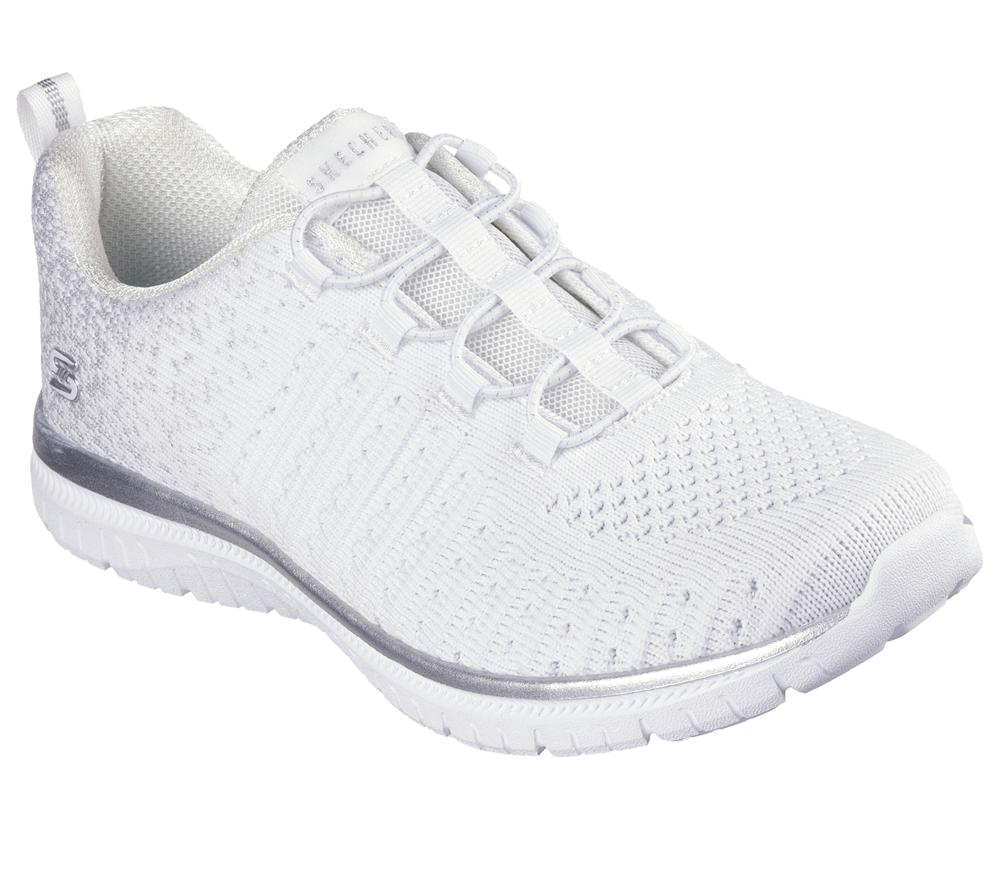 Women Skechers Virtue - Lucent Slip On Shoes White / Silver  USA |  3658-PADJV