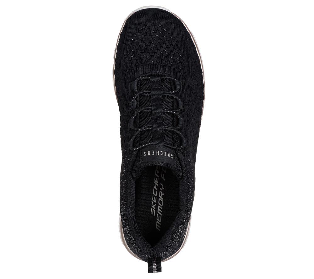 Women Skechers Virtue - Lucent Slip On Shoes Black / Rose Gold  USA |  8364-MTXAK