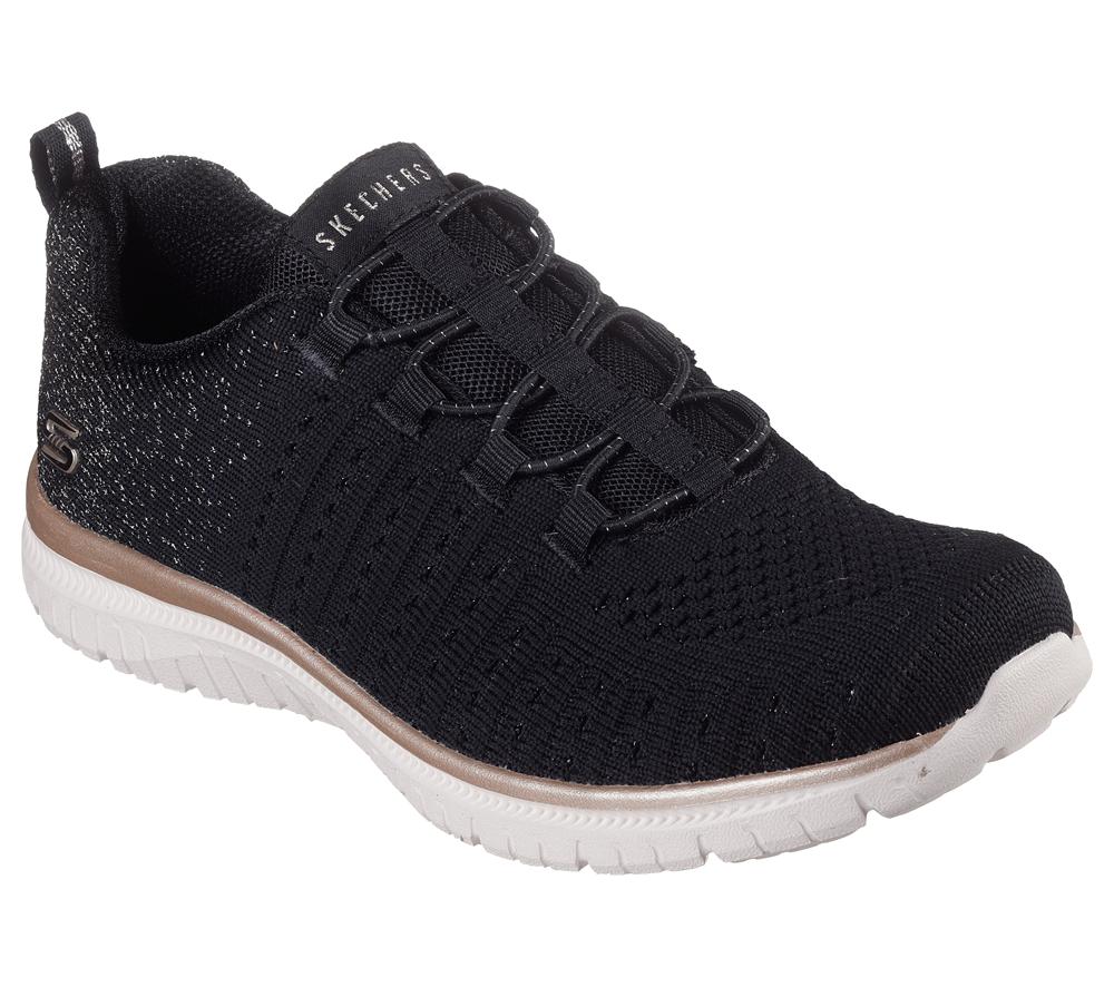 Women Skechers Virtue - Lucent Slip On Shoes Black / Rose Gold  USA |  8364-MTXAK