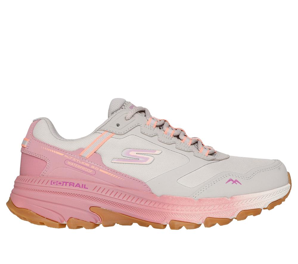 Women Skechers Waterproof: GO RUN Trail Altitude 2.0 Sneakers Natural / Pink  USA |  3401-RLNMO