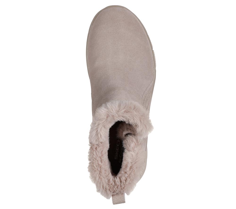 Women Skechers Waterproof Relaxed Fit: Easy Going - High Zip 2 Boots Taupe Brown  USA |  0284-BMZEK