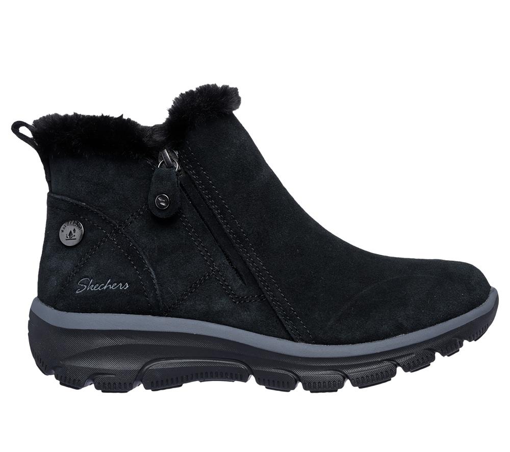 Women Skechers Waterproof Relaxed Fit: Easy Going - High Zip 2 Boots Black  USA |  1728-GYNMO