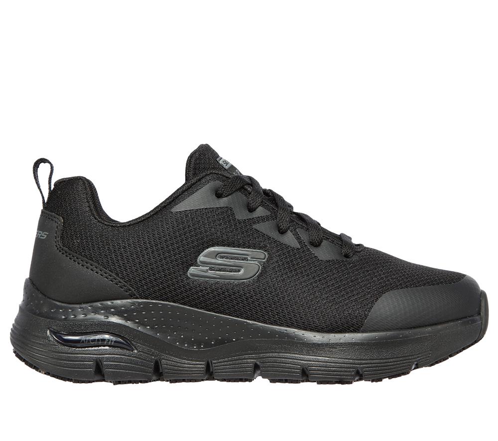 Women Skechers Work: Arch Fit SR Lace Up Shoes Black  USA |  2716-PMGNX