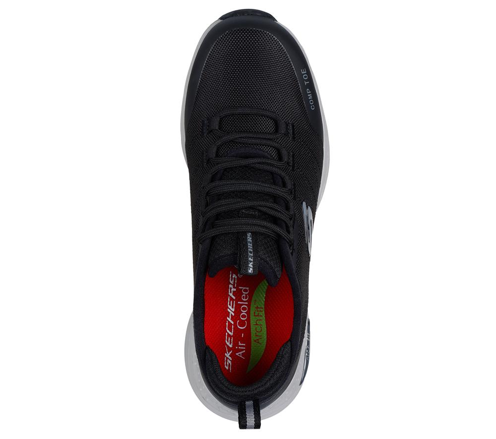 Women Skechers Work: Arch Fit SR - Ebinal Lace Up Shoes Black / Grey  USA |  7691-NXCGU
