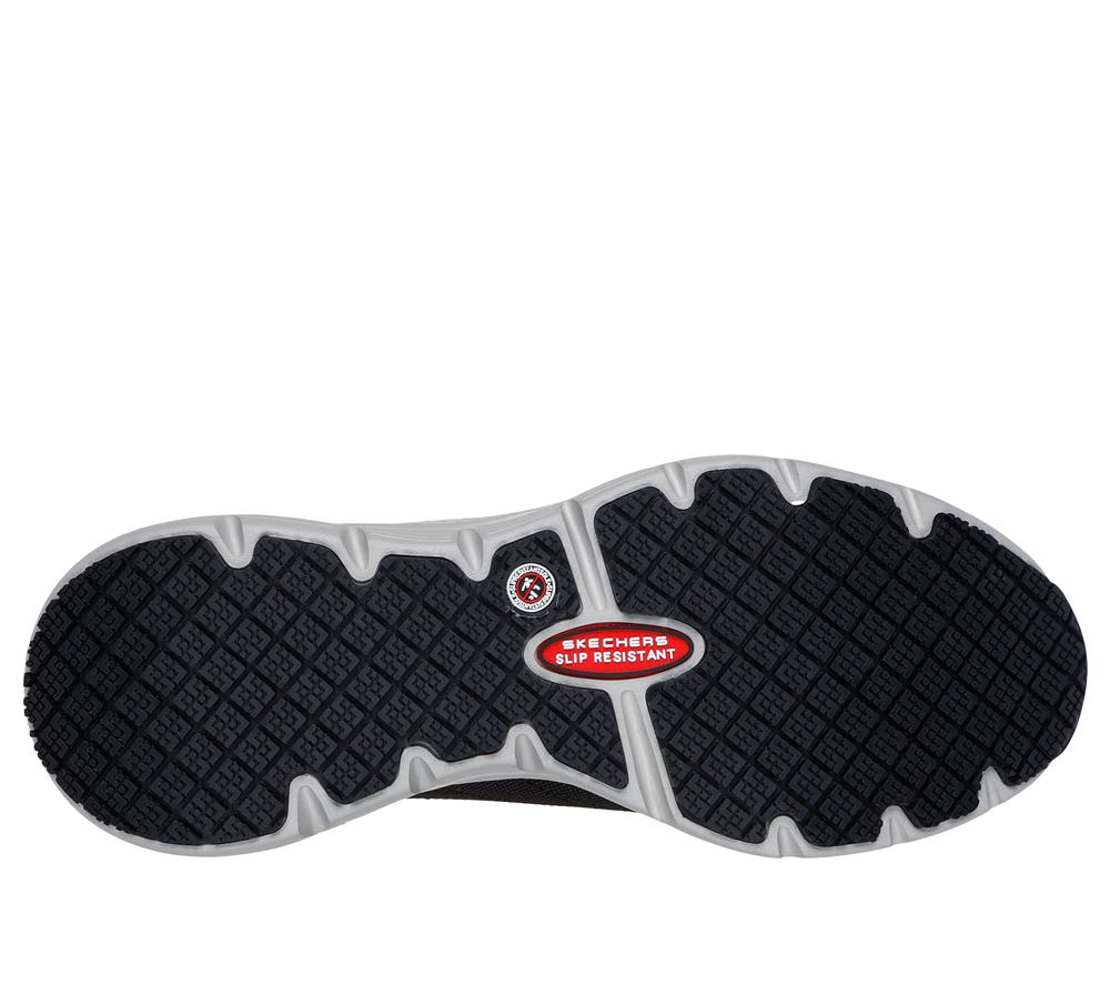 Women Skechers Work: Arch Fit SR - Ebinal Lace Up Shoes Black / Grey  USA |  7691-NXCGU