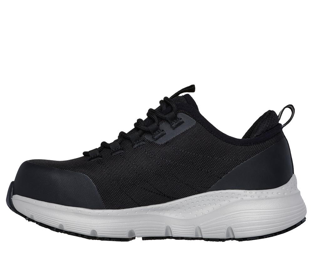 Women Skechers Work: Arch Fit SR - Ebinal Lace Up Shoes Black / Grey  USA |  7691-NXCGU