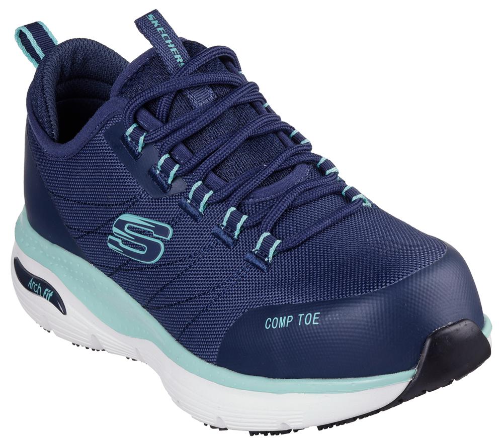 Women Skechers Work: Arch Fit SR - Ebinal Work Shoes Navy / Aqua  USA |  4570-BNZKP